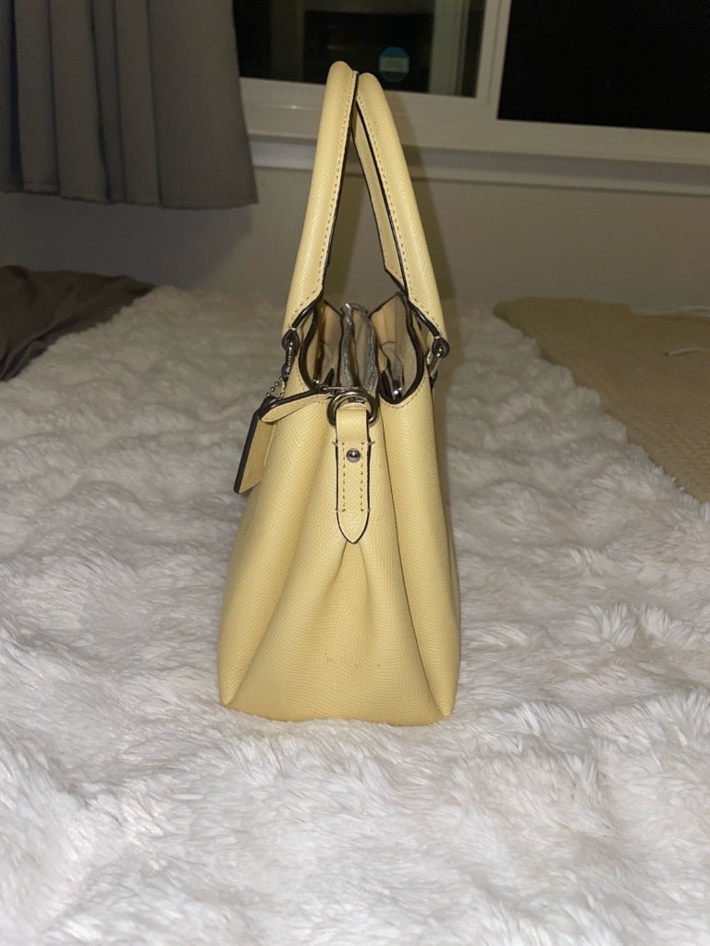 Coach Pebbled Leather Top-Handle Satchel - Light Yellow- canary yellow - Picture 8 of 10